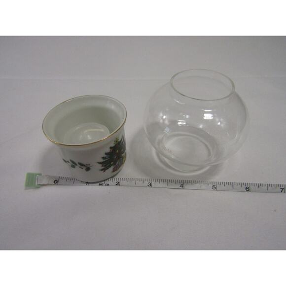 Porcelain Mini Hurricane with Candle Home Decor Glass Light Lantern Open Box - Picture 7 of 11